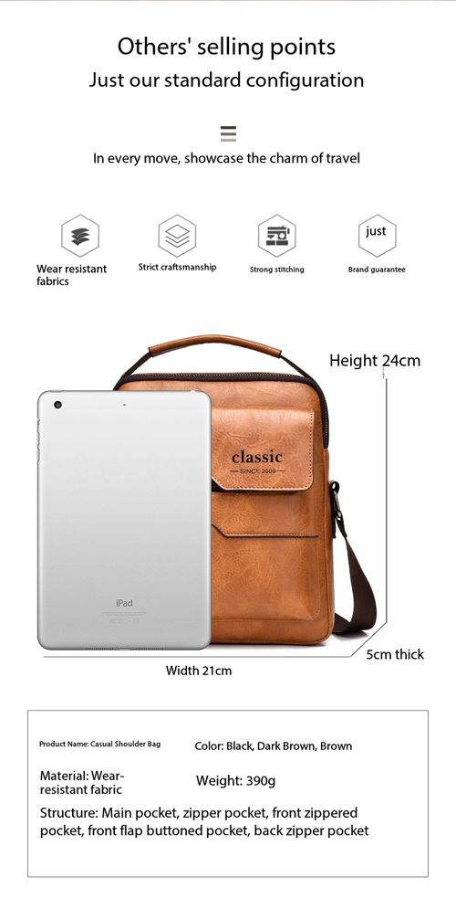 WEIXIER Men's PU Leather Crossbody Messenger Bag - Retro Street Style, Large Capacity, Adjustable Strap for Business Travel, Daily Use, Father's Day Gifts, Work & Men's Adult Accessories, Work Accessories, Men's Accessories For Adults