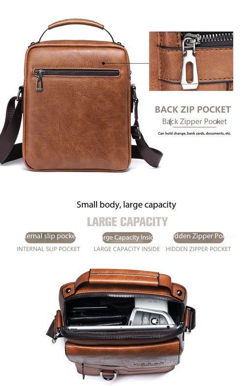 WEIXIER Men's PU Leather Crossbody Messenger Bag - Retro Street Style, Large Capacity, Adjustable Strap for Business Travel, Daily Use, Father's Day Gifts, Work & Men's Adult Accessories, Work Accessories, Men's Accessories For Adults