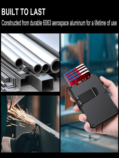 TacticalTide Men's RFID Wallet - Slim Minimalist Front Pocket EDC Card Holder with Money Clip, Men's Accessories Clip Money Holder for Anniversary Gift for Him, Birthday Gifts for Bf