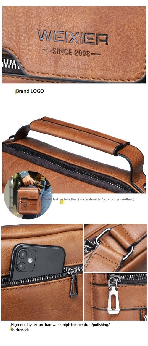WEIXIER Men's PU Leather Crossbody Messenger Bag - Retro Street Style, Large Capacity, Adjustable Strap for Business Travel, Daily Use, Father's Day Gifts, Work & Men's Adult Accessories, Work Accessories, Men's Accessories For Adults