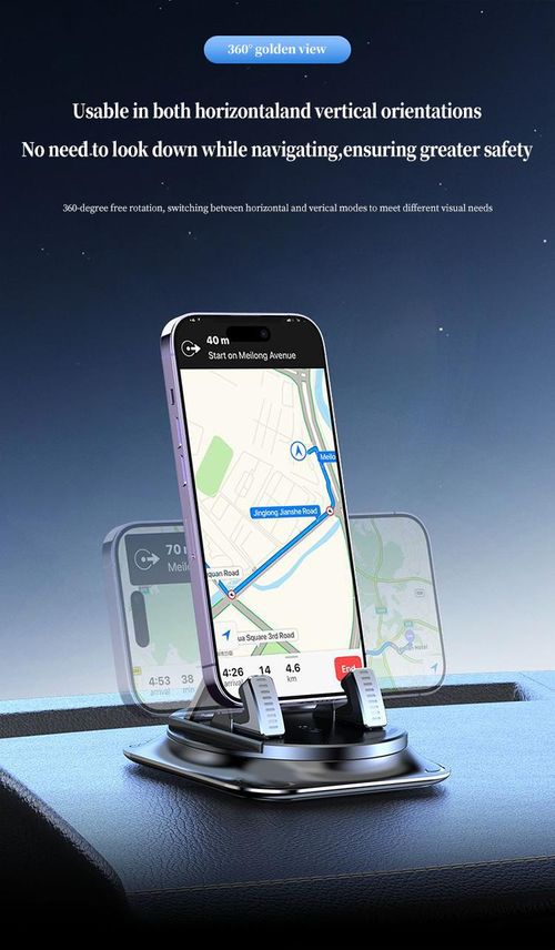 Car phone holder 360 degree rotation, suitablefor car navigation in-car dashboard, horizontaland vertica screen adjustment angle,suctioncup fixed non-slip mobile phone holdersuitable for iPhone and Android