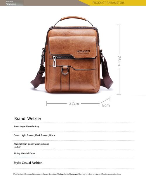WEIXIER Men's PU Leather Crossbody Messenger Bag - Retro Street Style, Large Capacity, Adjustable Strap for Business Travel, Daily Use, Father's Day Gifts, Work & Men's Adult Accessories, Work Accessories, Men's Accessories For Adults