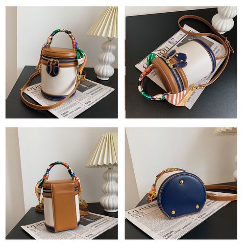 Fashion Colorblock Bucket Bag, Casual PU Leather Zipper Crossbody Bag for Women, Casual Trendy Versatile High-quality Daily Commuting Bag, Fashionable Shopping Bag, Fashionable Shoulder Bag, Colorblock Pattern Bag, Crossbody Shoulder Bags
