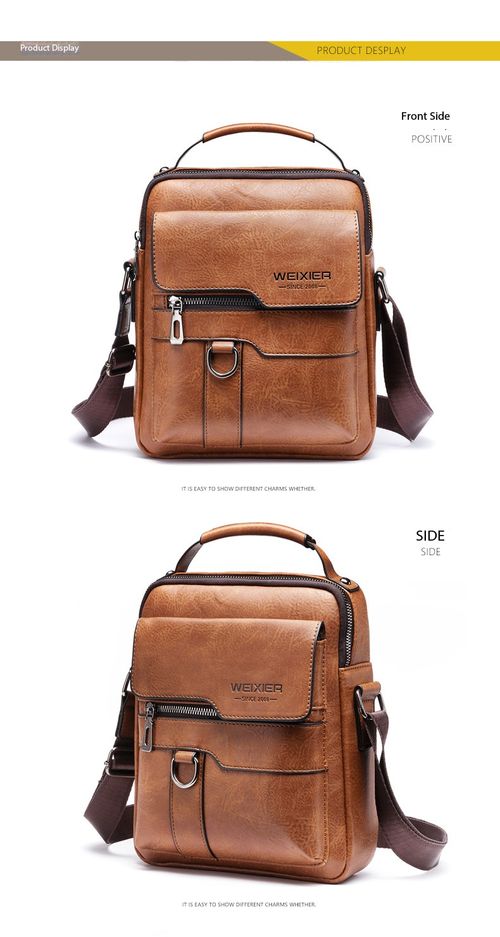 WEIXIER Men's PU Leather Crossbody Messenger Bag - Retro Street Style, Large Capacity, Adjustable Strap for Business Travel, Daily Use, Father's Day Gifts, Work & Men's Adult Accessories, Work Accessories, Men's Accessories For Adults