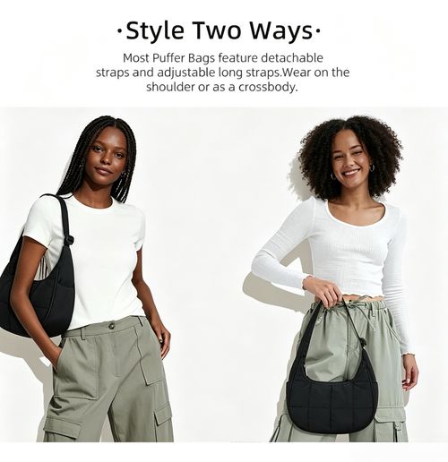 Crescent Shoulder Bag, Viral Small Puffy Bag for Women, Fashion Purse with 2 Side Pockets, Adjustable Strap, Waterproof Lightweight Elegant Commuter Crossbody Bag, Perfect for Travel Gym Dating Summer Trendy Gift for Mom, Back To School