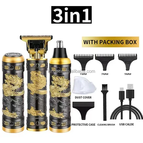 Retro Rechargeable Razor Beard Trimmer Metal T9 Trimmer Men's Professional Electric Hairdresser