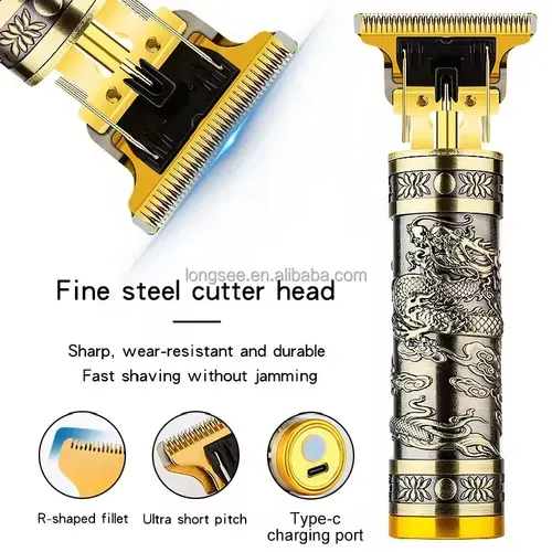 Retro Rechargeable Razor Beard Trimmer Metal T9 Trimmer Men's Professional Electric Hairdresser