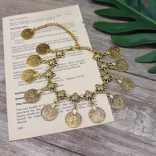 Vintage Fringe Coin-Style Anklet