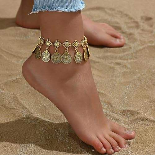 Vintage Fringe Coin-Style Anklet