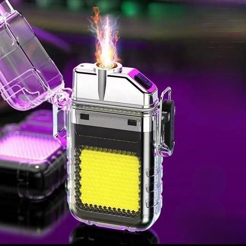 Lanterna luminosa portátil multifuncional, isqueiro USB recarregável, porta-chaves de bolso, luz para exteriores, à prova de água, luz de emergência para campismo