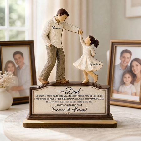 Personalized 2-Layer Wooden Plaque, Dancing Dad & Daughter Keepsake, Unique Gift for Dad