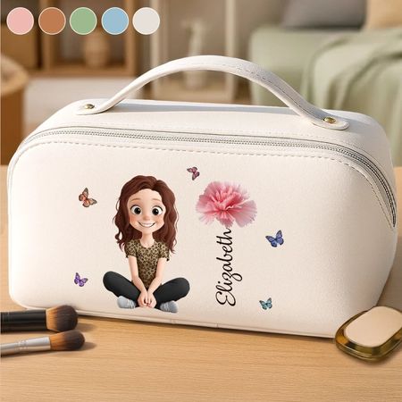 Customized Creamy Leather Travel Shower Bag - A personalized gift for women, girlfriends, sisters, die-hard friends, family members, or yourself - Prepare for the next adventure