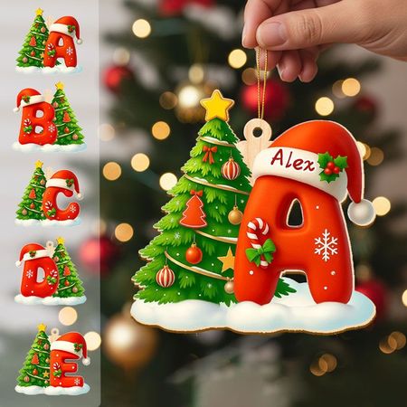 Personalized Christmas Tree & Letter Ornament | Custom Name A-Z Initial Holiday Decor