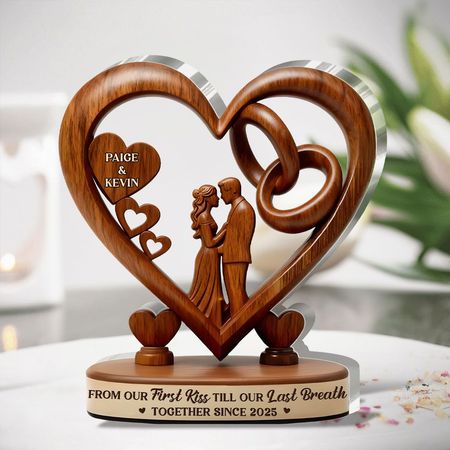 Celebrate a love that lasts a lifetime. This personalized acrylic plaque captures your journey — from your first kiss to every moment still to come. Custom names and date make it a one-of-a-kind keepsake for couples.