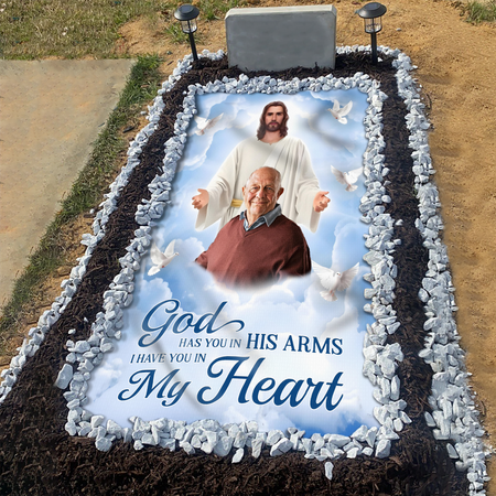 Custom Photo God Has You in His Arms Memorial Grave Blanket