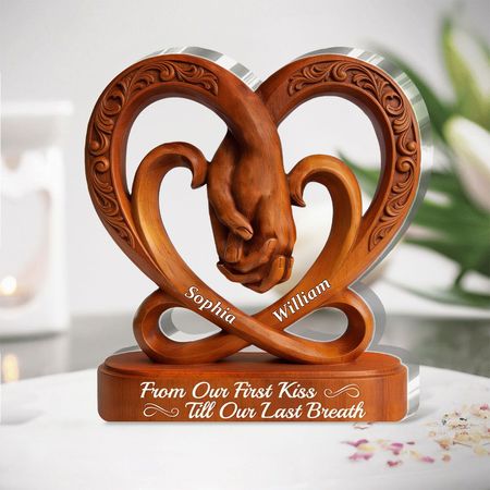 From Our First Kiss Till Our Last Breath Personalised Heart Acrylic Plaque – Valentine Day Gift