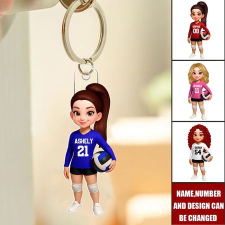 Personalized Keychain, Gift For Volleyball Players, Volleyball Lovers
