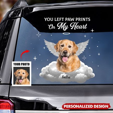 You Let Paw Prints on My Heart Personalized Memorial Car Window Decal Sticker