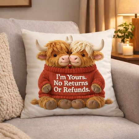 I Belong to You – Personalized Highland Bull Couple Pillow