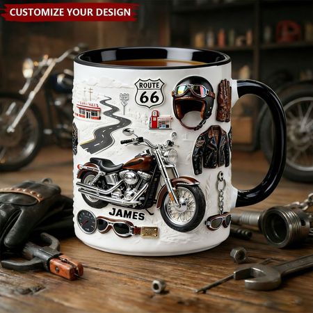 Personalised Biker Accent Mug – Custom Motorcycle Gift for Him
