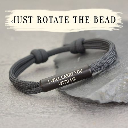 Personalized Memorial Bracelet – ''I Will Carry You With Me'' Custom Engraved Remembrance Jewelry