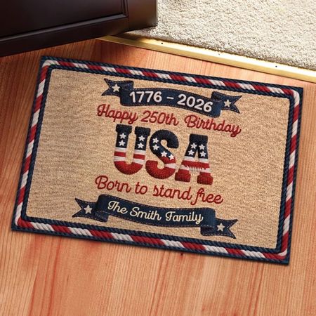 Custom Home Decor Decorative Mat - Personalized 4th Of July Gifts For Mom, Dad, Brother, Sister, Kids - Home Of The Brave