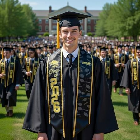 Graduation stoles for the Class of 2026, customizable with names and photos.