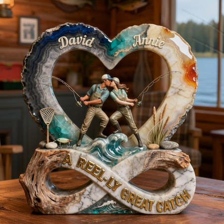Fishing Couple Great Catch Acrylic Plaque - Personalized Gift For Fishing Couple