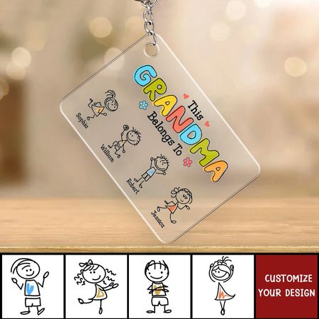 💖 This Grandma Belongs To – Personalized Acrylic Keychain