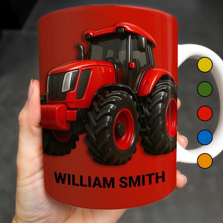 Red Tractor Custom Coffee Mug - Personalized Custom Coffee Mug