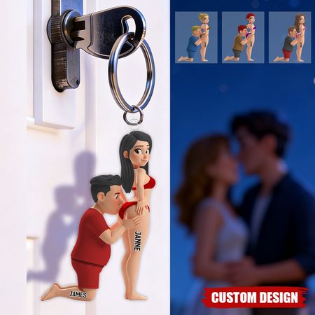 Naughty Couple Acrylic Personalized Keychain - Gifts For Couple