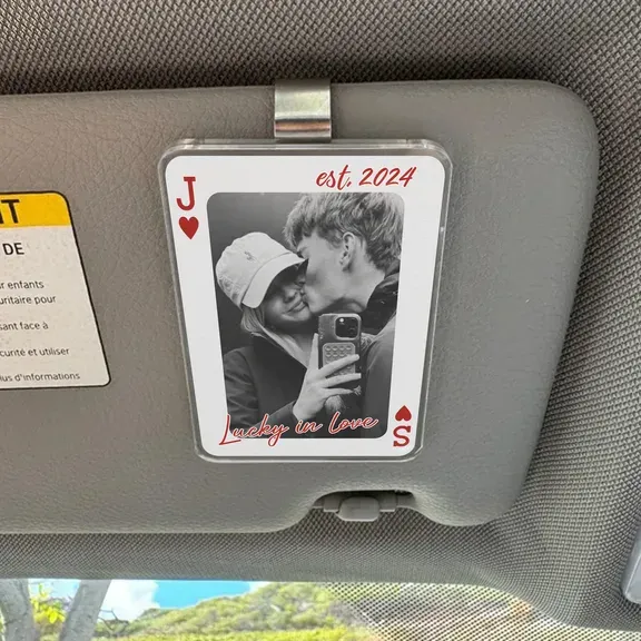 Custom Photo Car Visor Clip - Personalized Couple Drive Safe Gift - Car Keepsake Accessory - Personalized Photo Car Visor Clip Custom