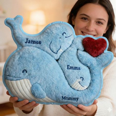 Lovely Blue Whale Mom Custom Shaped Pillow - Personalized Gifts For Mom