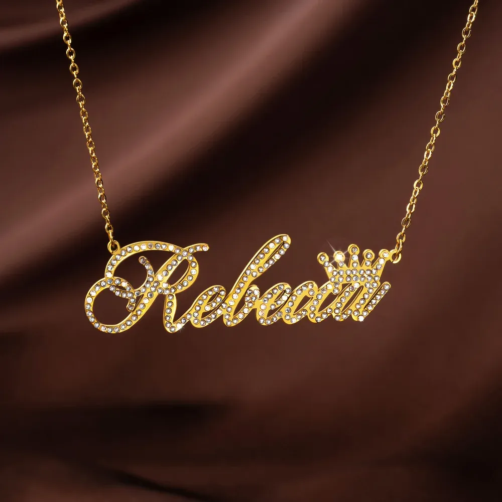 Personalized Bling Name Necklace with Crystal 6 Font Styles Minimalist Jewelry Birthday Anniversary Gift for Her