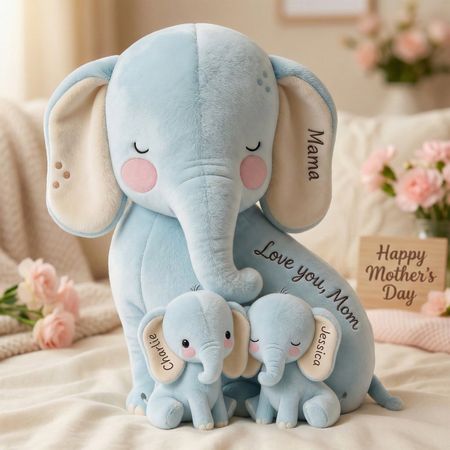 Snuggle Elephant Mom Custom Shape Pillow - Personalized Gifts For Mom