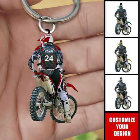 🏍️ Personalized Motocross Dirt Bike Keychain