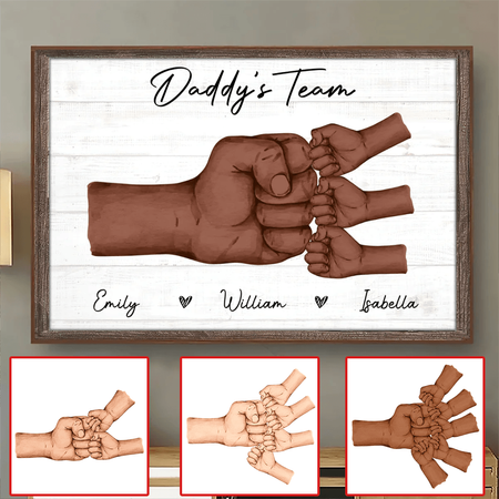 Fist Pump Black Daddy & Kids - Custom Canvas Prints - Personalized Gift for Father's Day, Black History Month, Juneteenth, or Any Occasion
