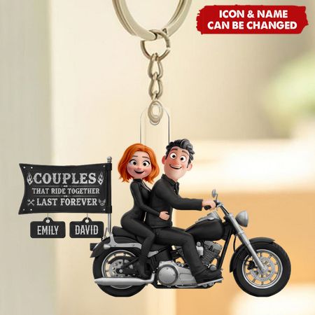 Couple Cyclists 2D Acrylic Keychain - Personalized Gift for Couples