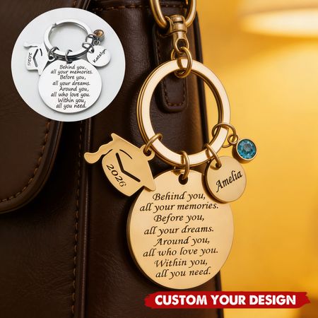 Personalized 2026 Graduation Keepsake: Gold -Silver Stainless Steel Keychain