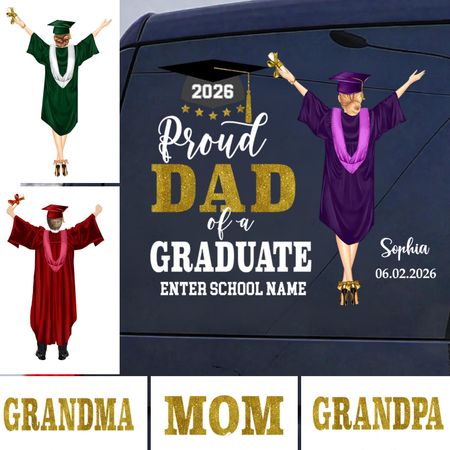 Proud Dad Mom Of A Graduate-Personalized Car Decal
