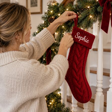 2026 Personalized Christmas Xmas Embroidered Family Name Stockings, Knit Family Christmas Stockings, Holiday Stockings Gifts