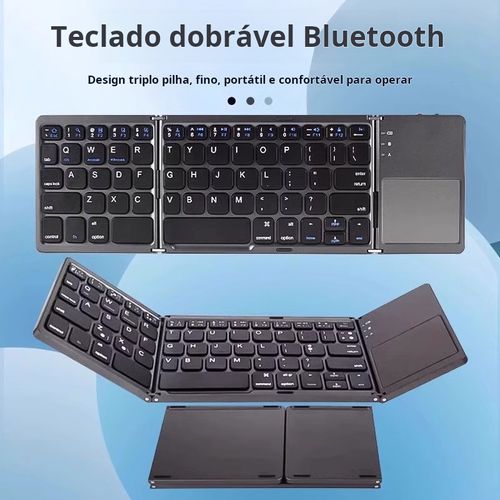 ⌨️ Teclado Bluetooth Portátil Profissional | Triplo Dobrável ⌨️