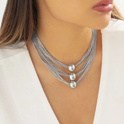 Multi-layer ball pendant women's necklace set