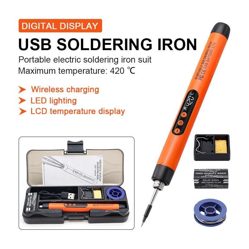 Ferro de Solda Digital Portátil com Display USB, Conjunto de Ferramentas com Bateria de Lítio e Carregamento Sem Fio para Uso Doméstico, Eletrodoméstico