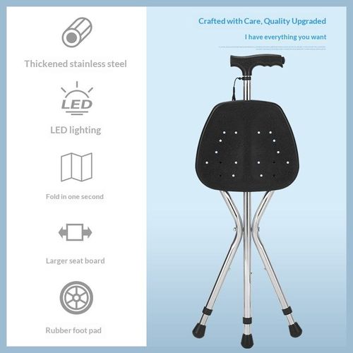 Caneleira de Caminhada Dobrável Leve Ajustável Extensível Portátil com Cinto de Borracha