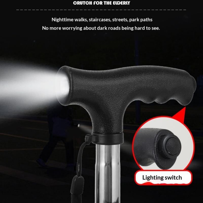 Caneleira de Caminhada Dobrável Leve Ajustável Extensível Portátil com Cinto de Borracha