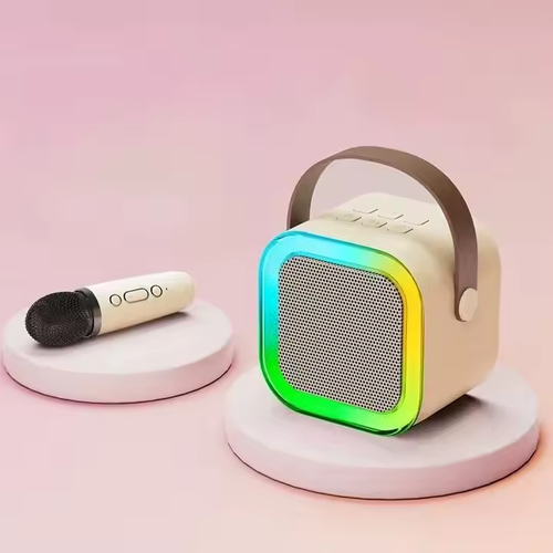 Altifalantes para crianças, mini áudio sem fios com microfone, k song, máquina de cantar para a família