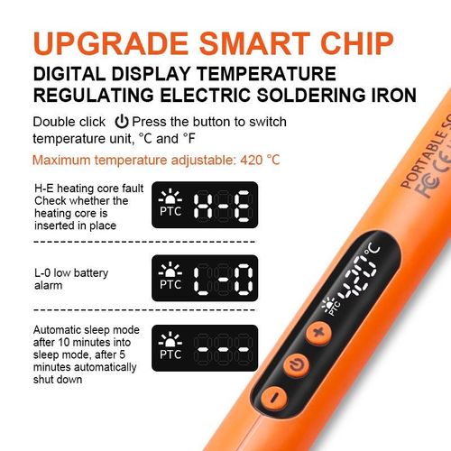 Ferro de Solda Digital Portátil com Display USB, Conjunto de Ferramentas com Bateria de Lítio e Carregamento Sem Fio para Uso Doméstico, Eletrodoméstico