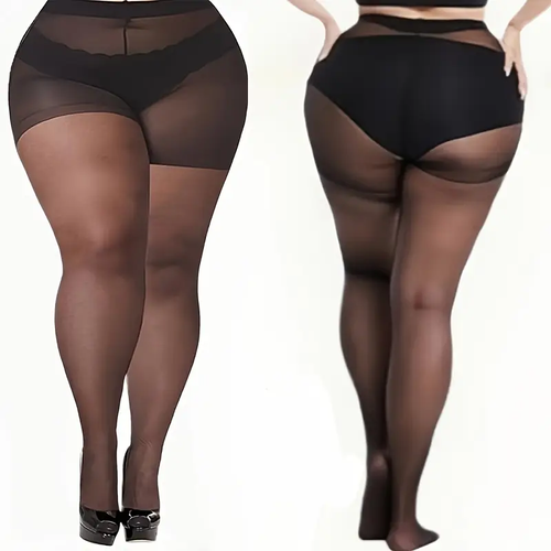 1 Pair of Plus-Size, Snag-Resistant Black Pantyhose for Women(3XL to 4XL)