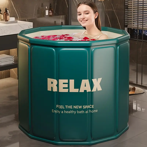 Teal Portable Folding Freestanding Bathtub for Adults